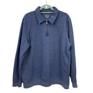 Croft & Barrow Men's Size L Easy Care Heather Blue Quarter-Zip Pullover Sweater